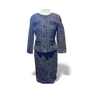 Talbots Black, red and gray Tweed Dress Suit